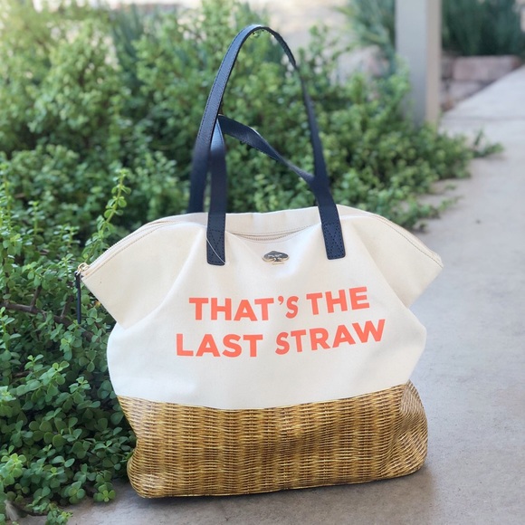 kate spade Handbags - Kate Spade That's The Last Straw Canvas Tote Bag